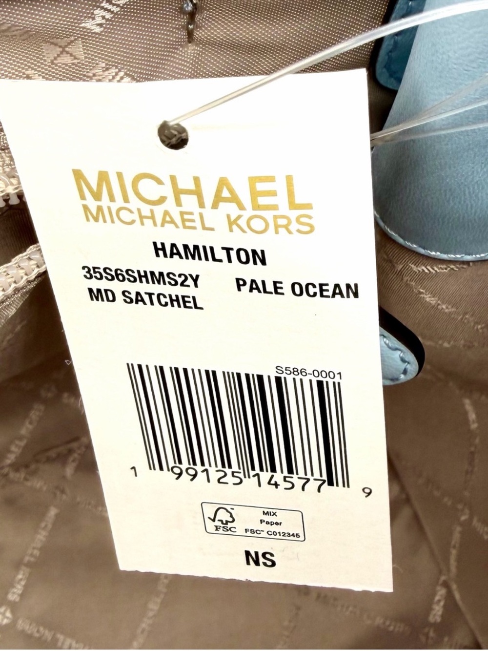 Michael Kors Hamilton Medium Satchel Crossbody Bag Pale Blue NWT - Picture 12 of 12
